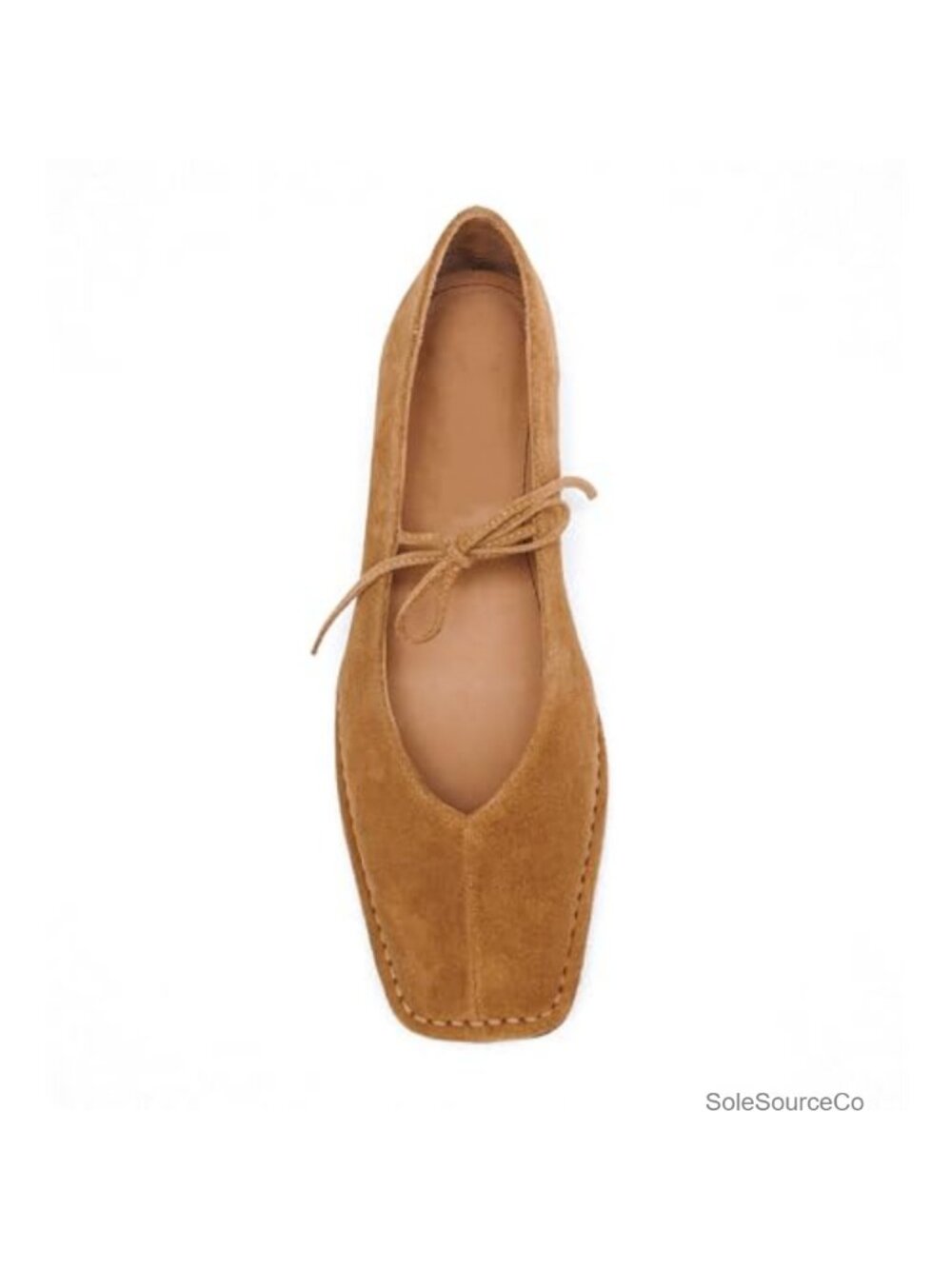 Lace Up Ballet Flats Suede Leather Square Toe Mary Jane Slip On Womens